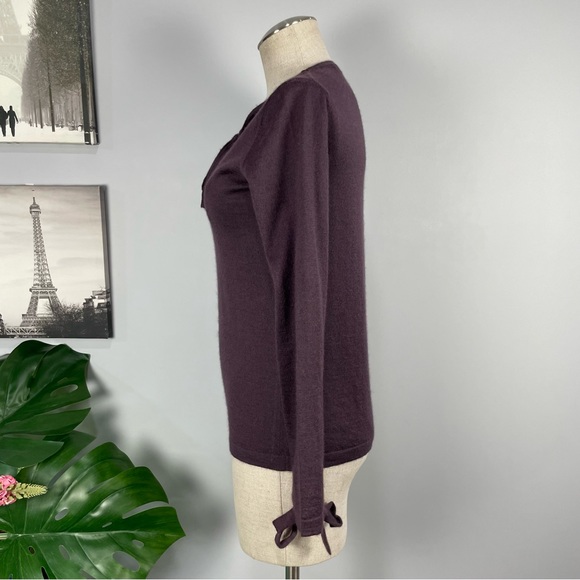 BLACK GOAT cashmere silk purple career luxury sweater Sz M - Picture 10 of 14